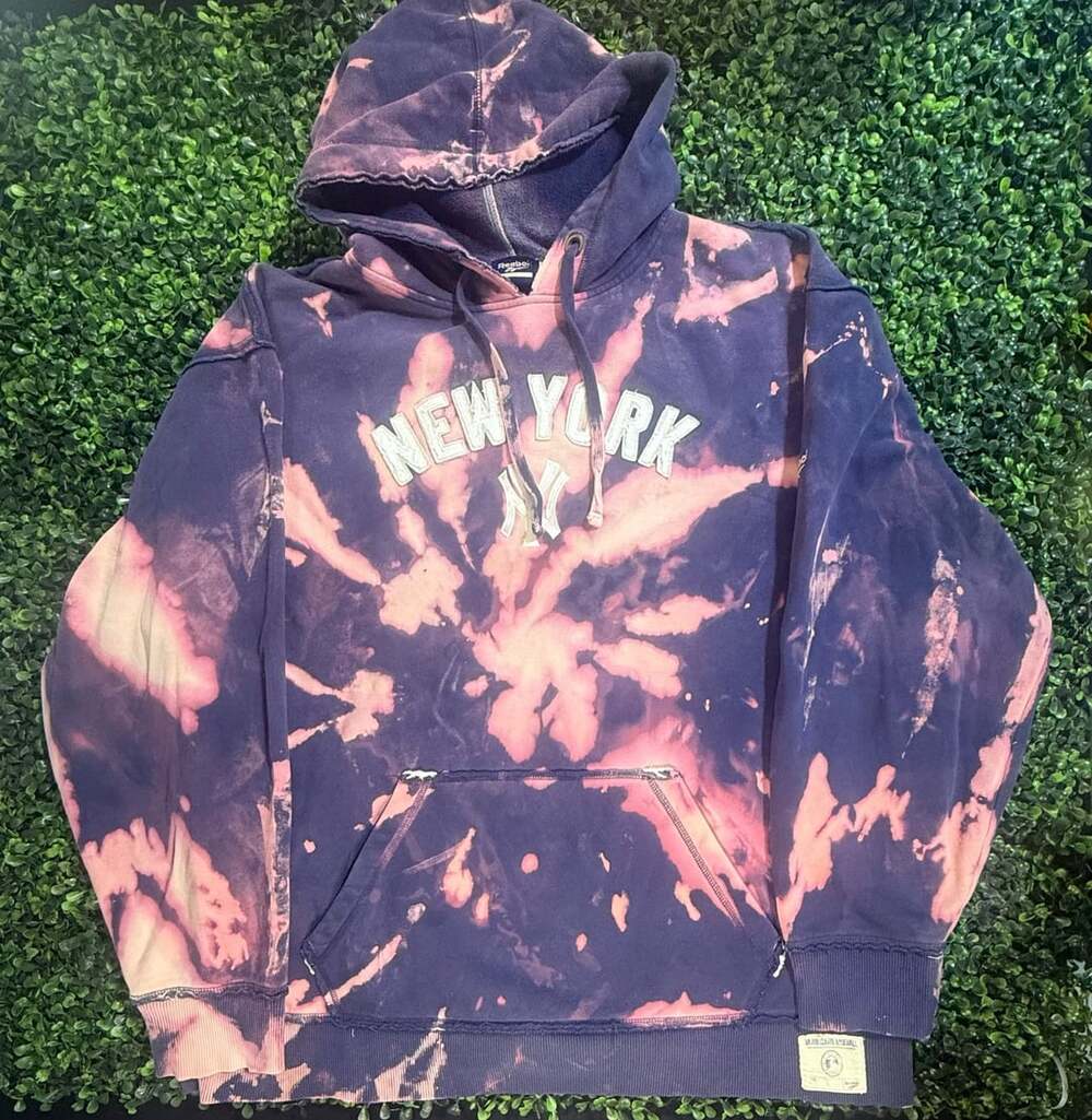 Reebok MLB Cooperstown Collection New York Yankees Bleached Tie Dye Hoodie